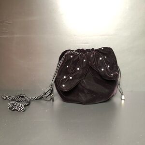 VTG Evening Bag Black Velvet Drawstring Pouch  La Bagagerie Jean Marlaix Paris